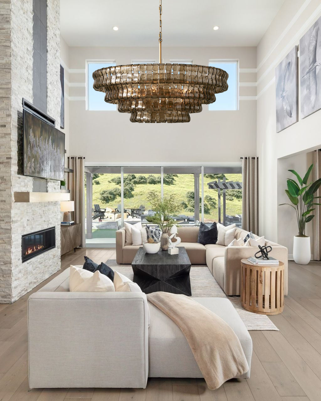 Ghiaccio Smoke Class Round Chandelier 24"36"48"60"