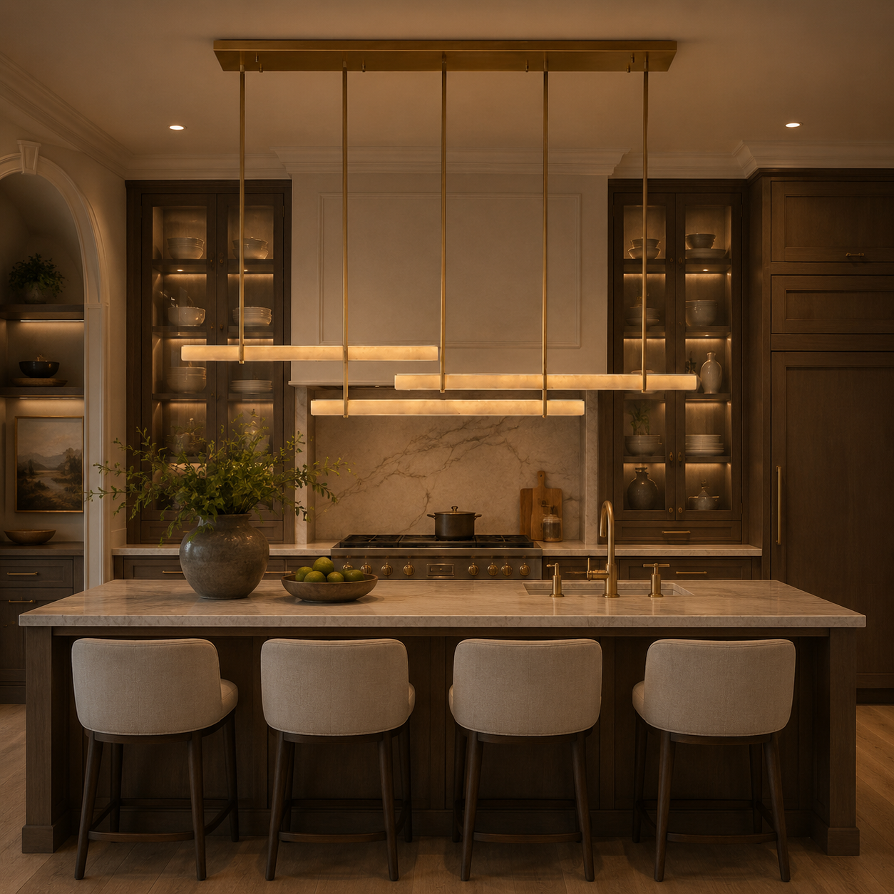 Audubond Alabaster Triple Bar Linear Chandelier
