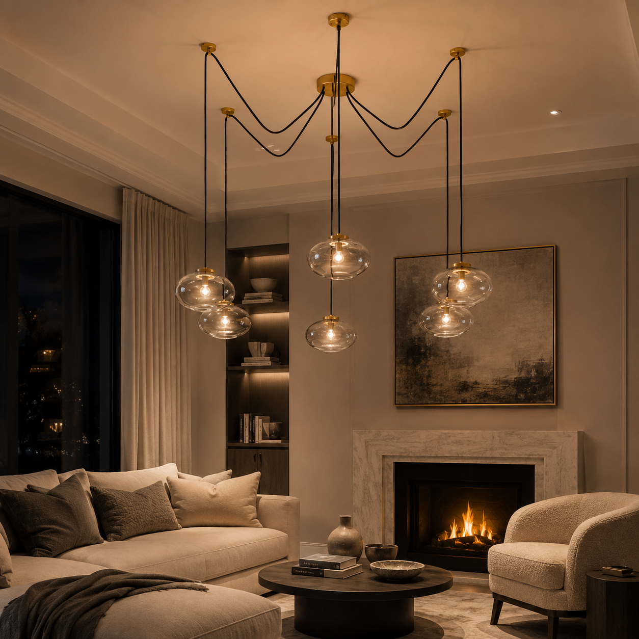 Cabrettent Clear Glass Suspended Chandelier
