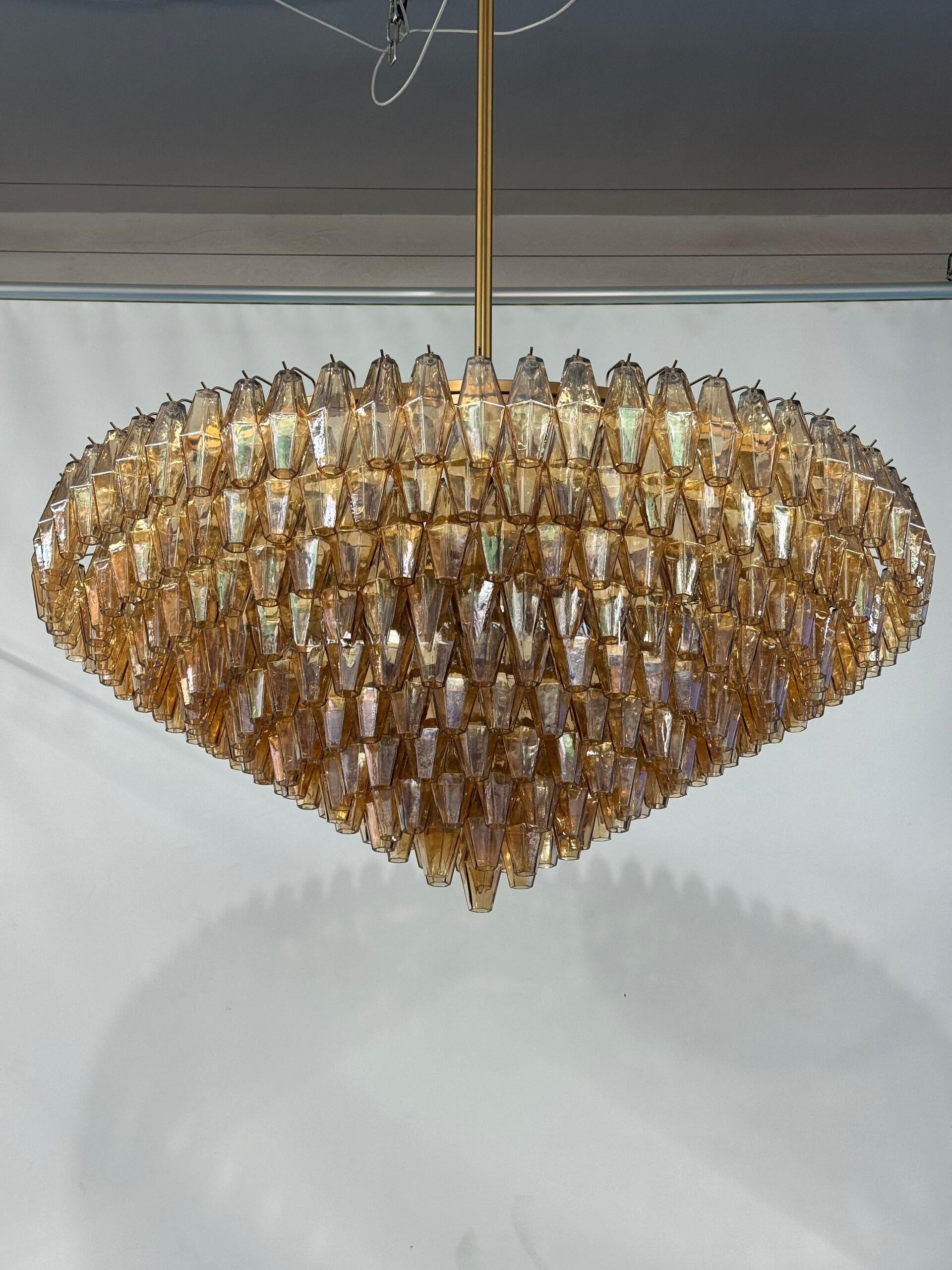 CHIARAD SMOKE GLASS TIERED ROUND CHANDELIER
