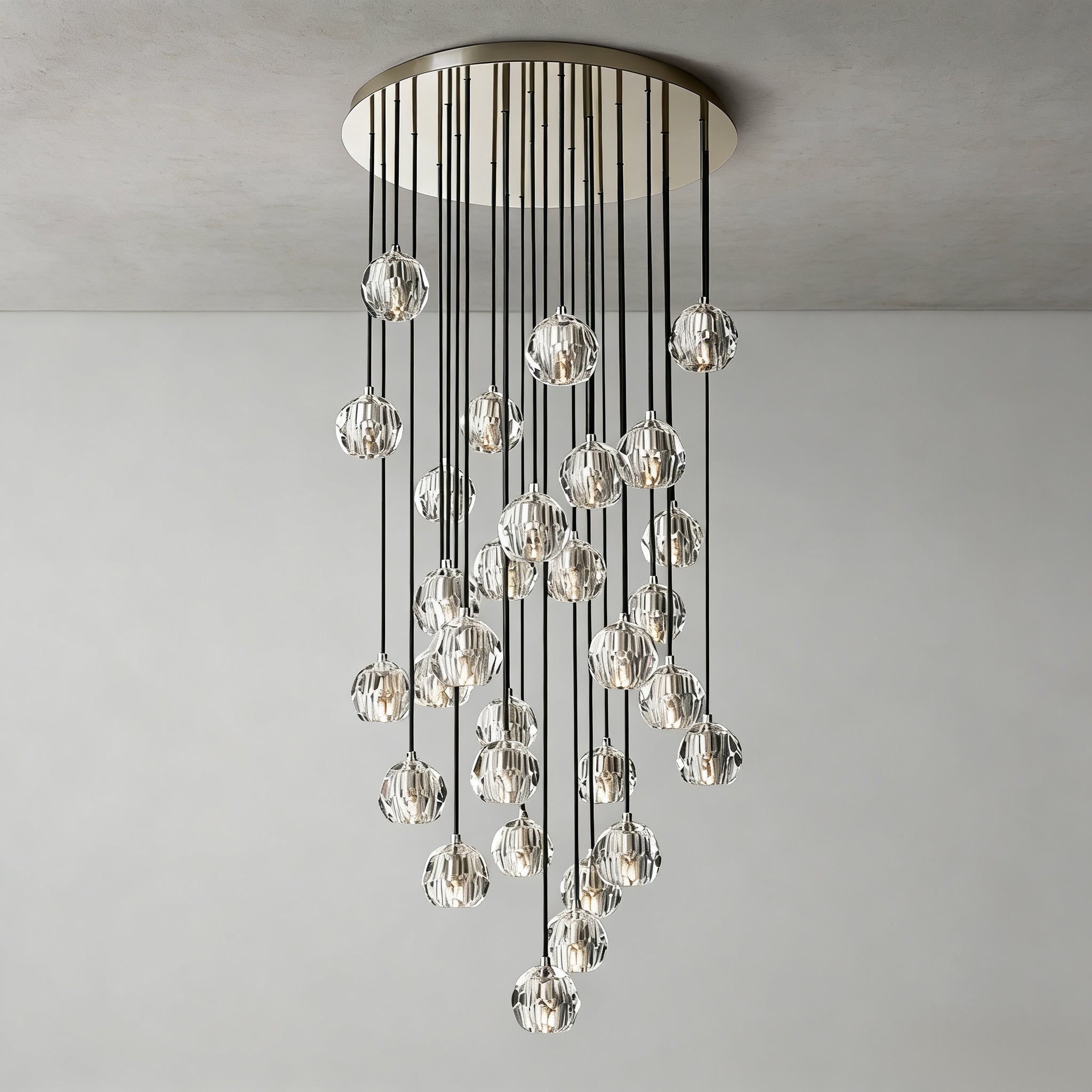 Boule dee Cristal Clear Smoke Glass Round Cluster Chandelier