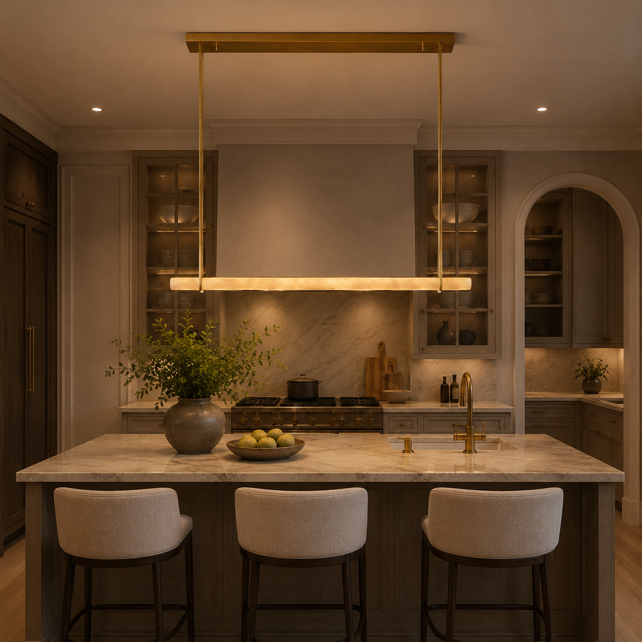 Audubond Alabaster Single Bar Linear Chandelier