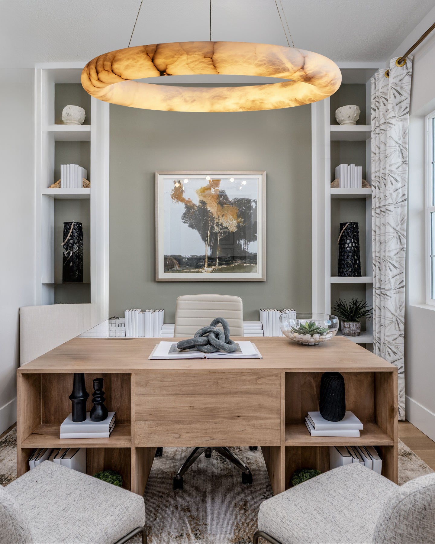 Halima Halo Round Alabaster Chandelier