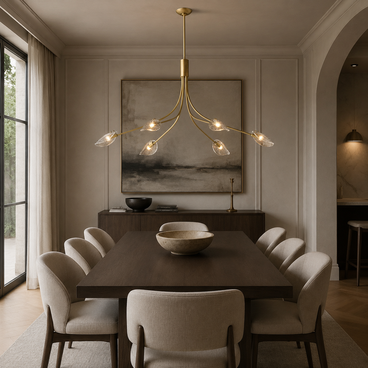 Shellish Clear/Smoke Glass Linear Chandelier