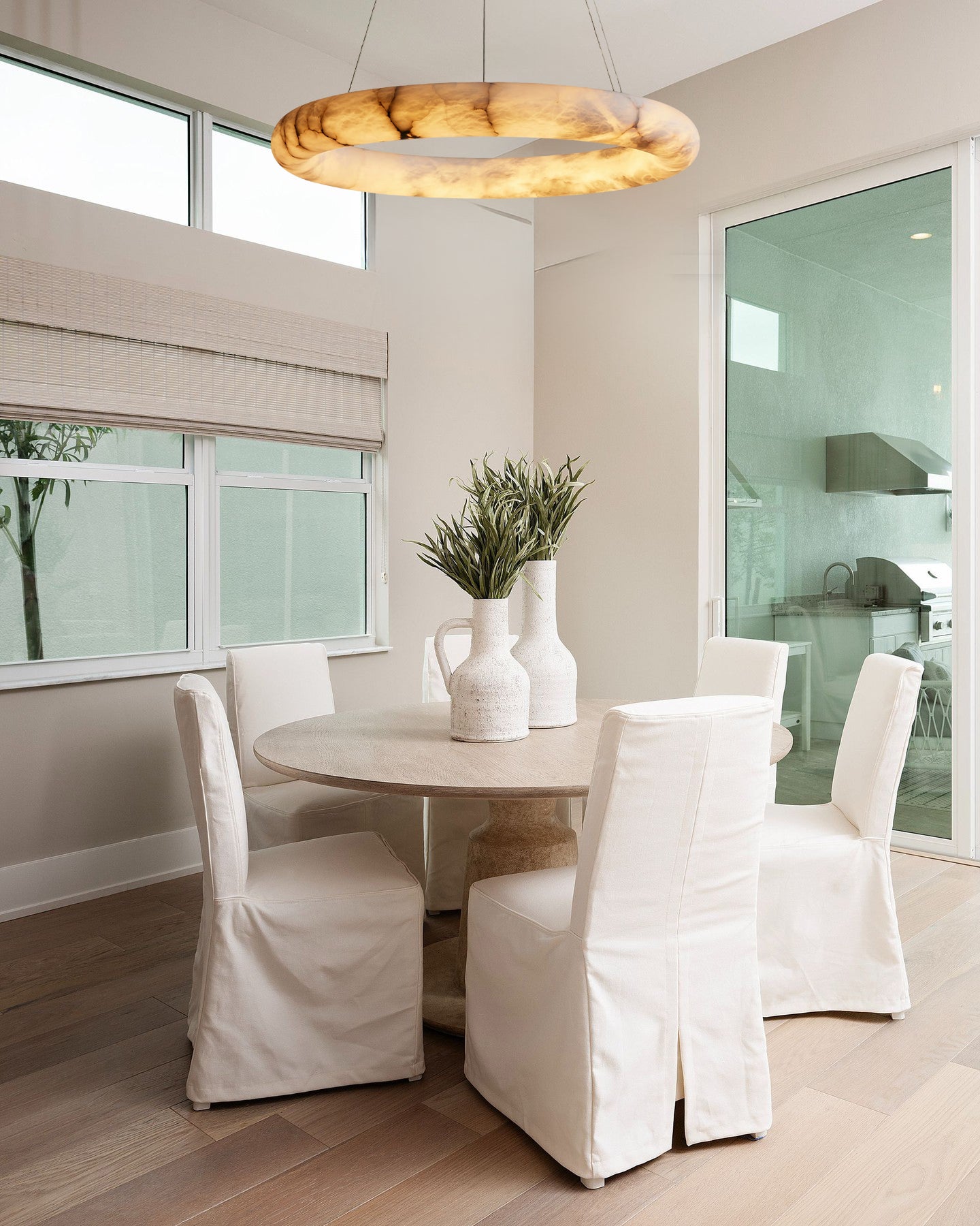 Halima Halo Round Alabaster Chandelier