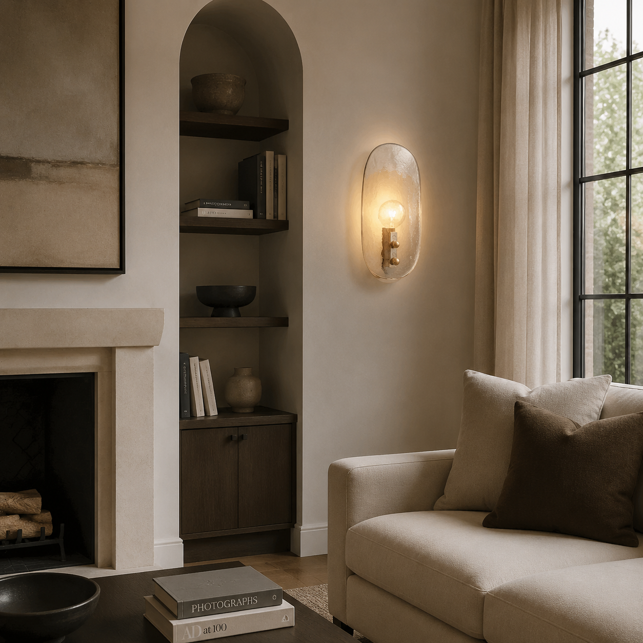 Shell Clear/Smoke Glass Wall Sconce