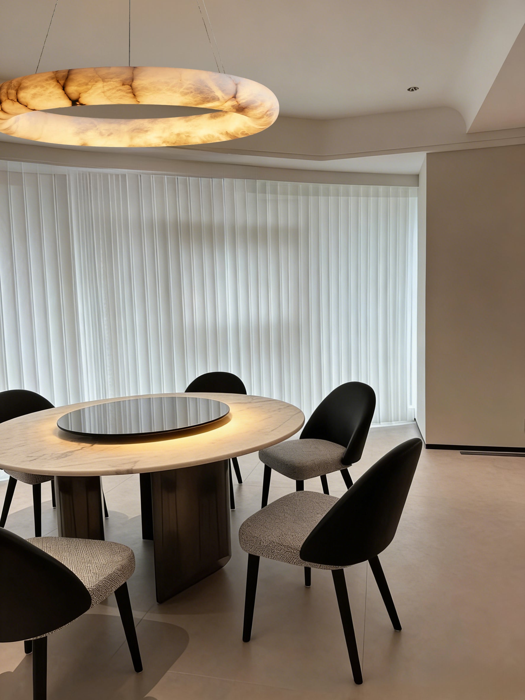 Halima Halo Round Alabaster Chandelier