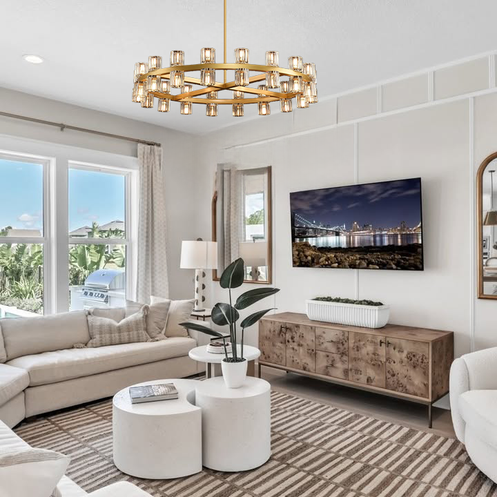 Arcachone LED Round Wagon Wheel Chandelier