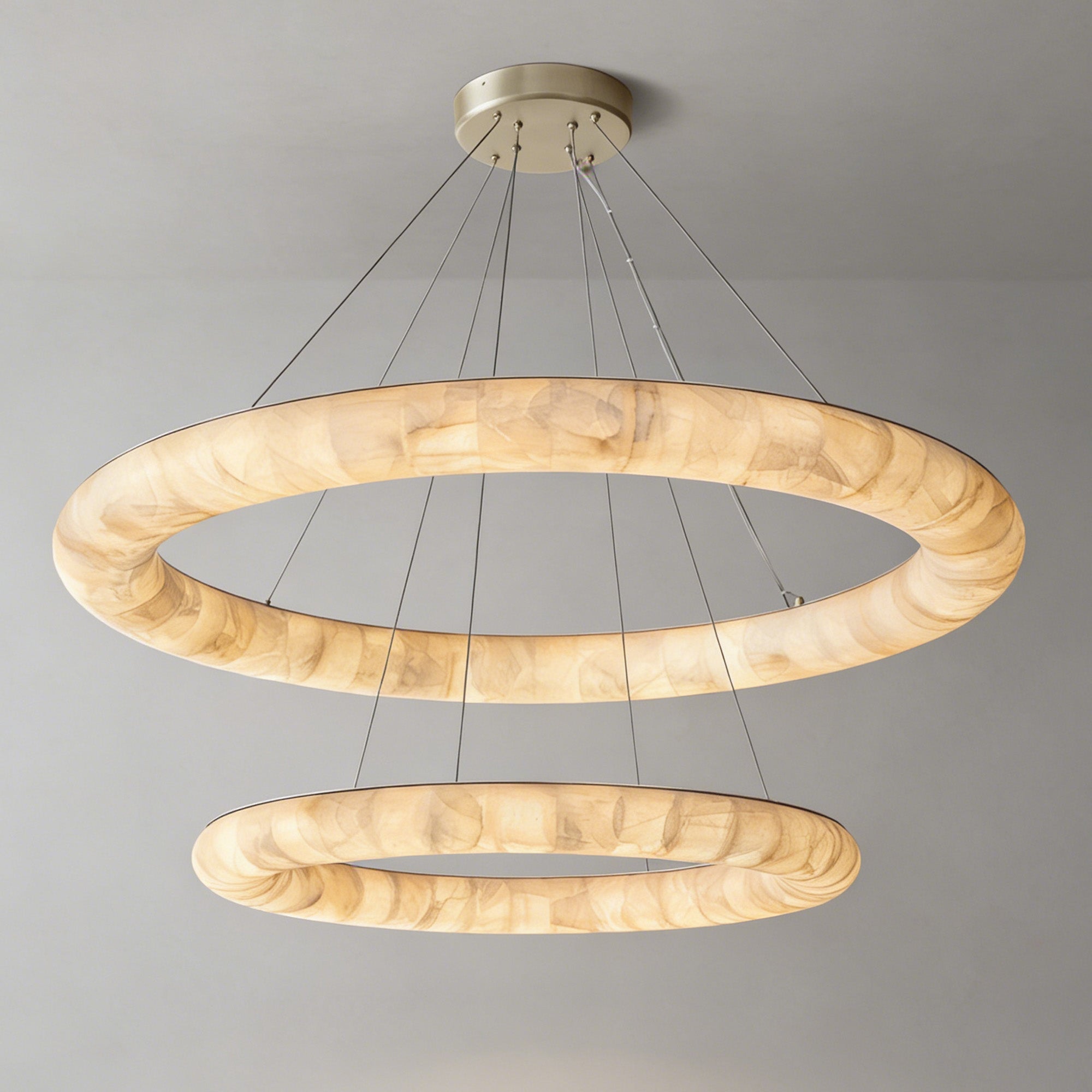 Rivage Lisse Dual Layer Round Alabaster Chandelier