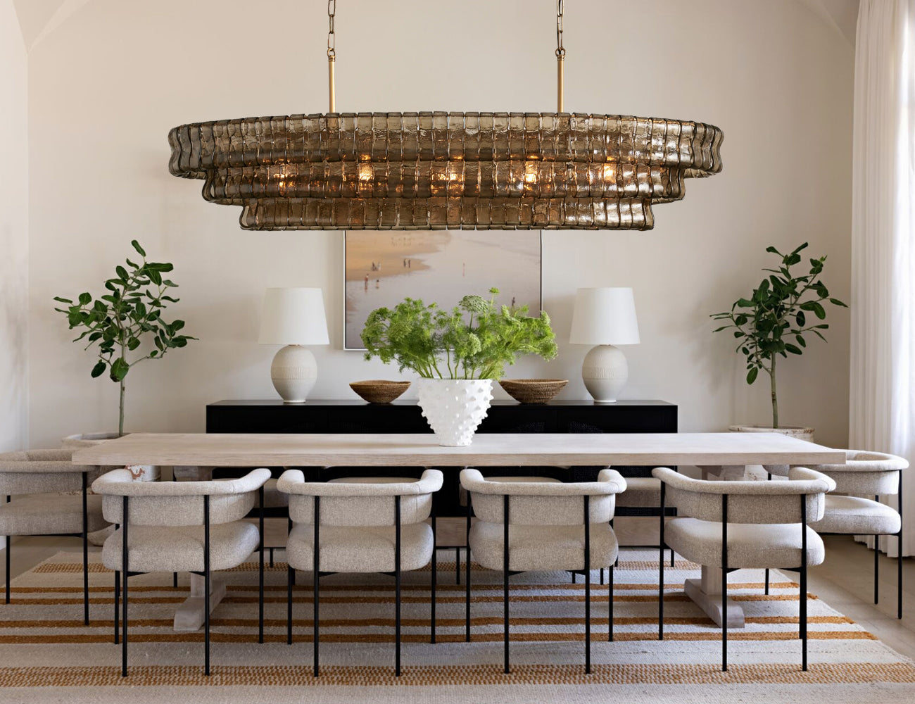 Ghiaccio Smoke Class Oval Chandelier 54"/ 65"