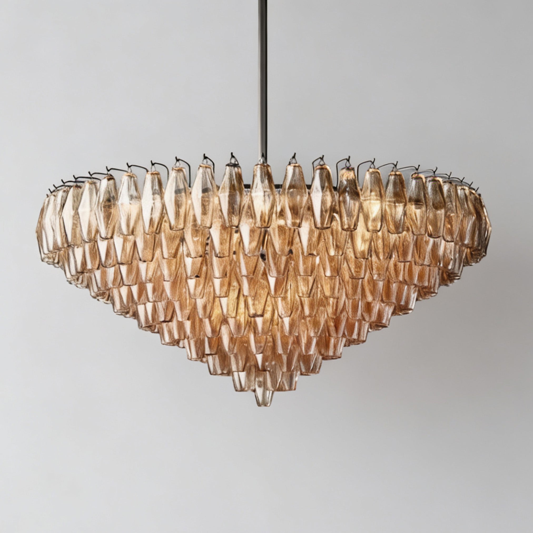 CHIARAD SMOKE GLASS TIERED ROUND CHANDELIER