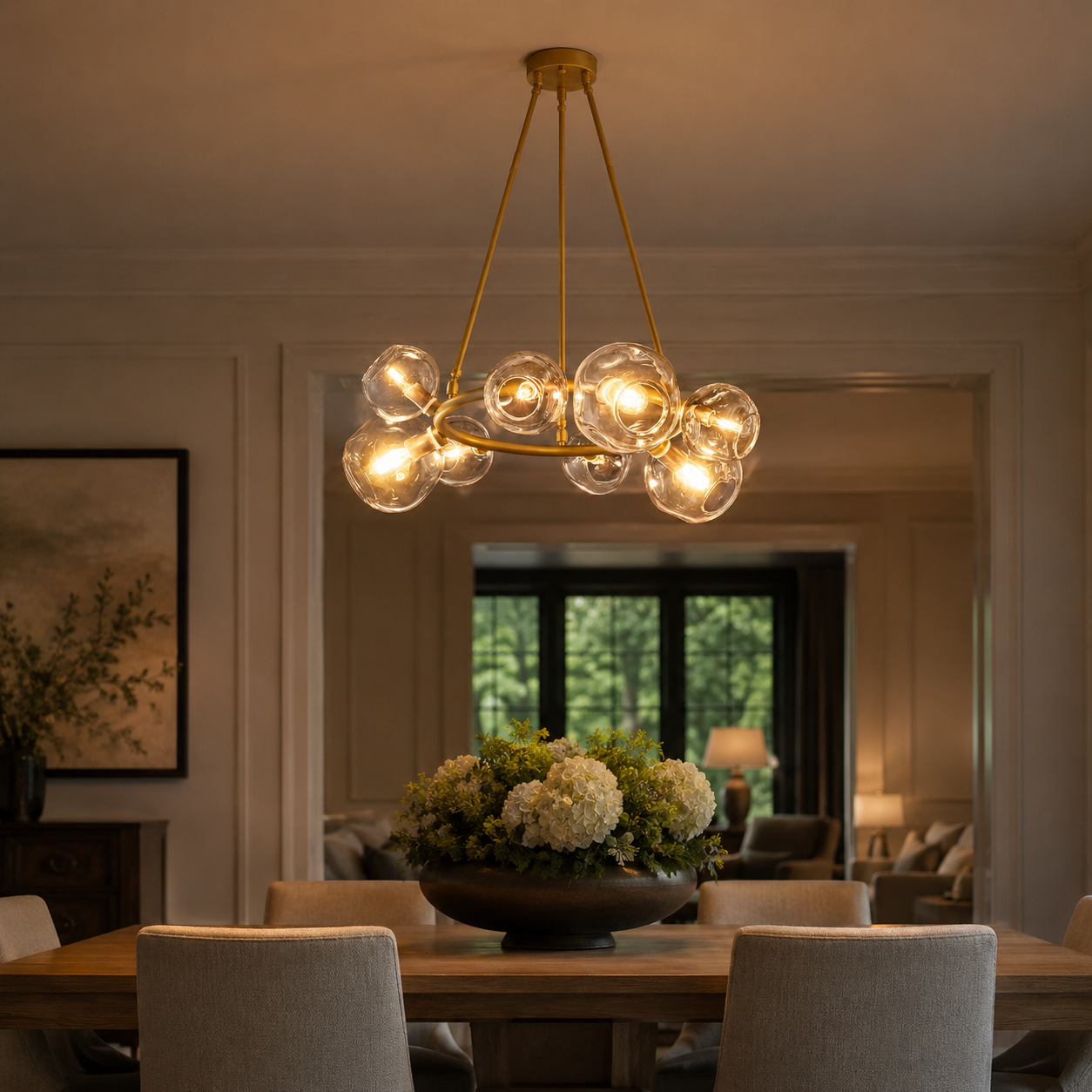 Bubbal Clear Glass Round Chandelier