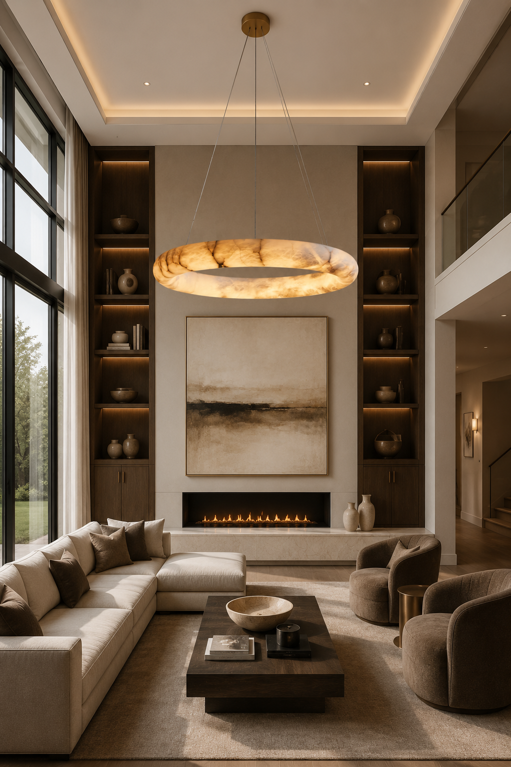 Halima Halo Round Alabaster Chandelier