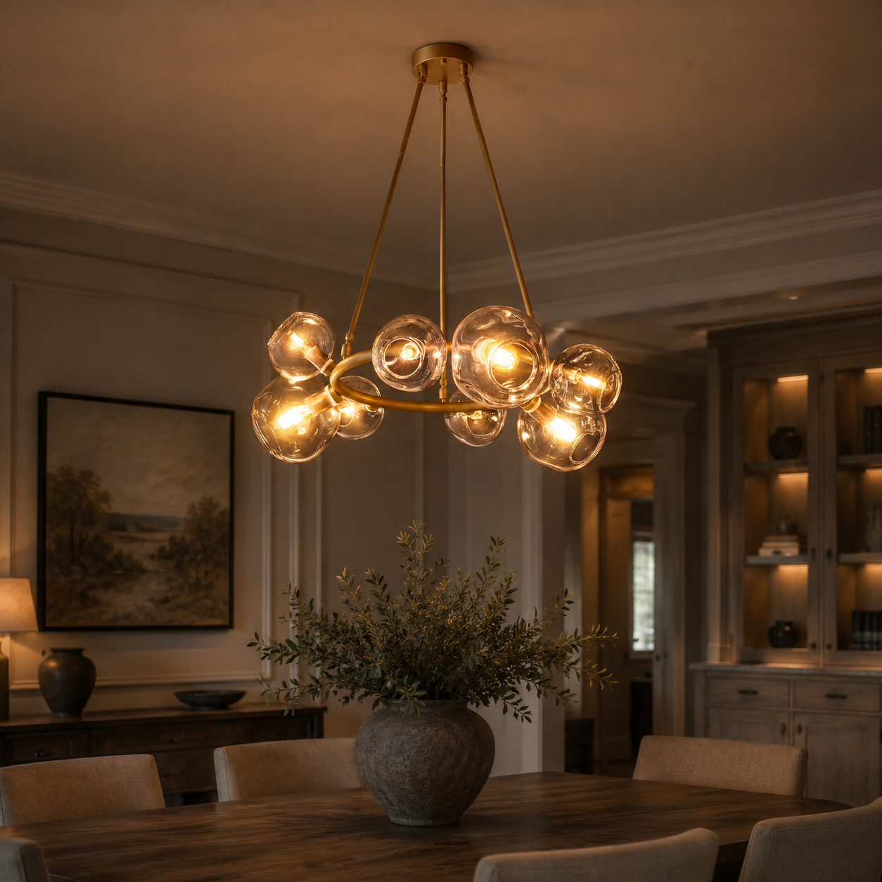 Bubbal Smoke Glass Round Chandelier