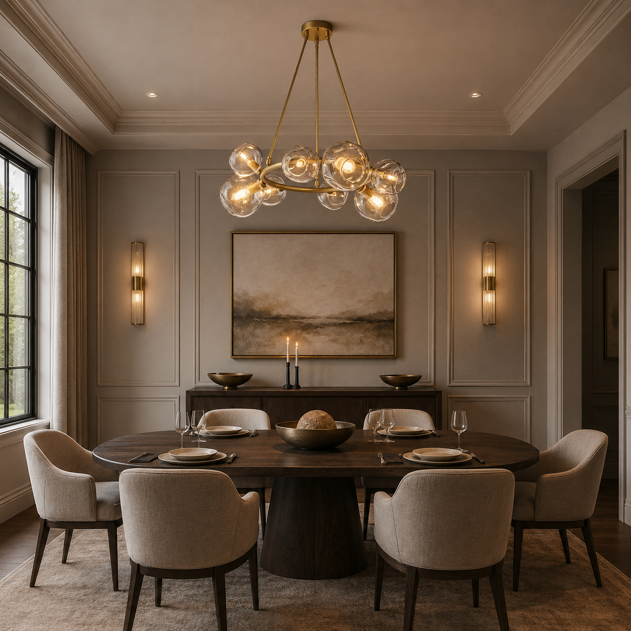 Bubbal Clear Glass Round Chandelier