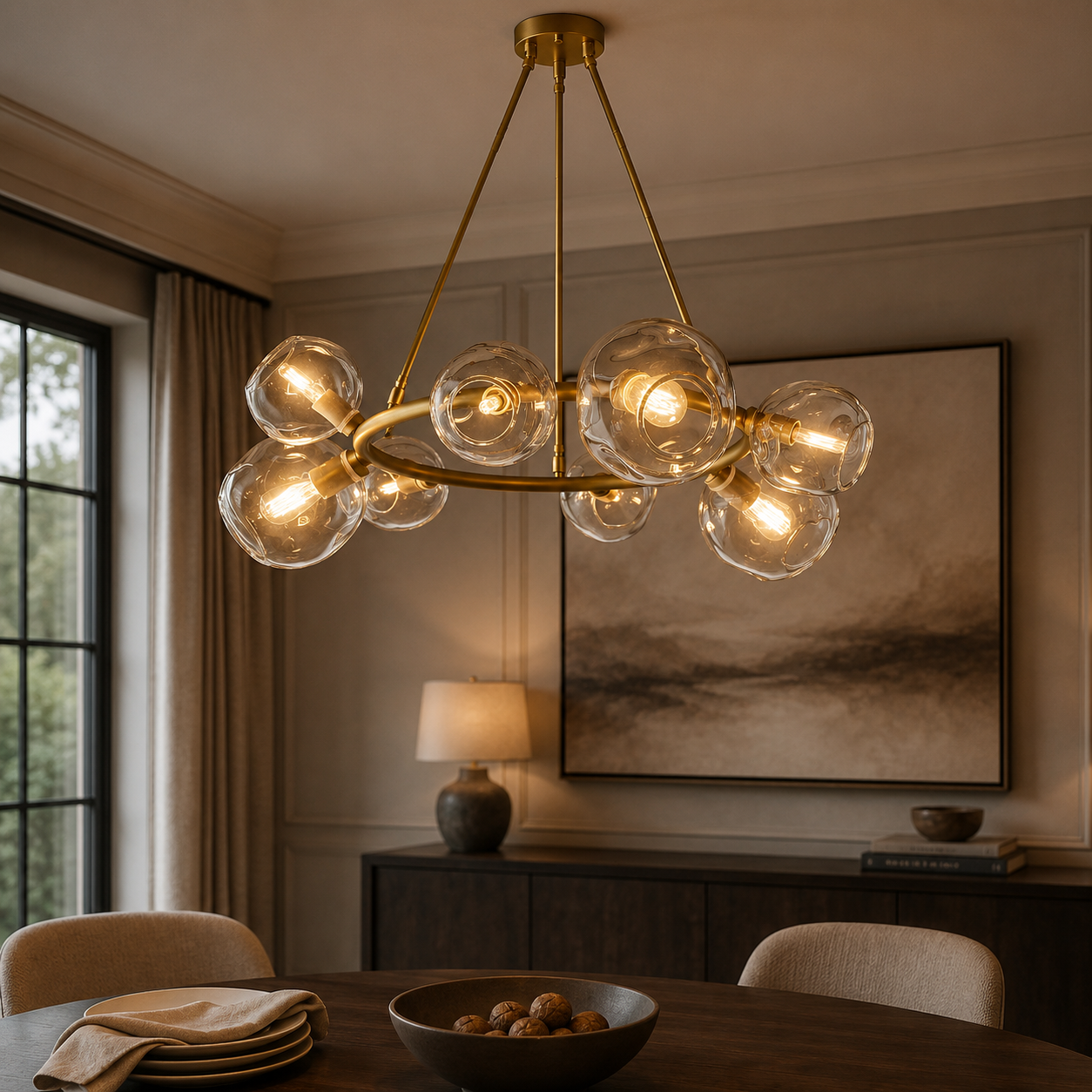 Bubbal Clear Glass Round Chandelier