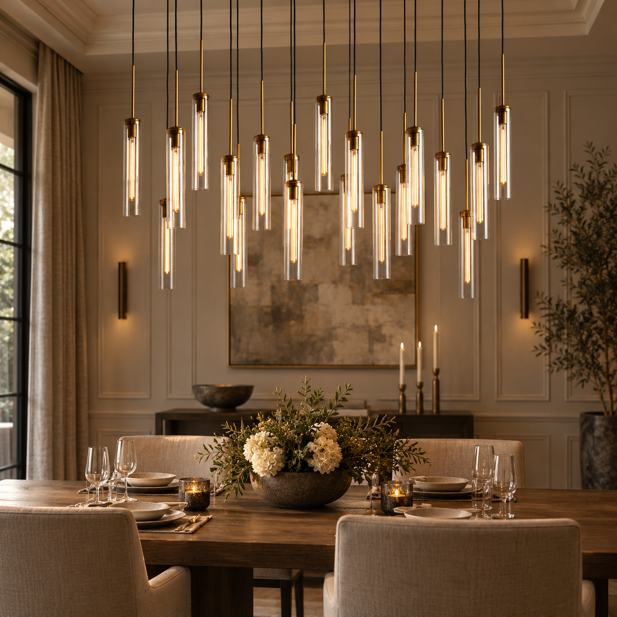 Colleena Linear Fluted Glass Chandelier