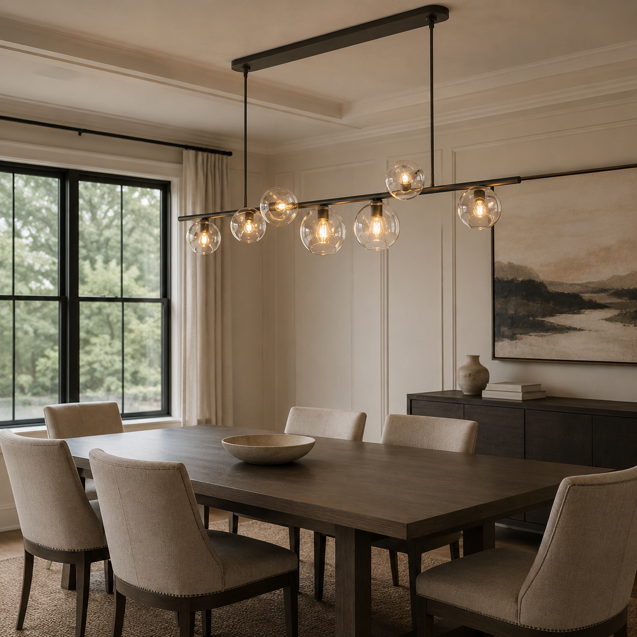 Bubbal Clear Glass Linear Chandelier