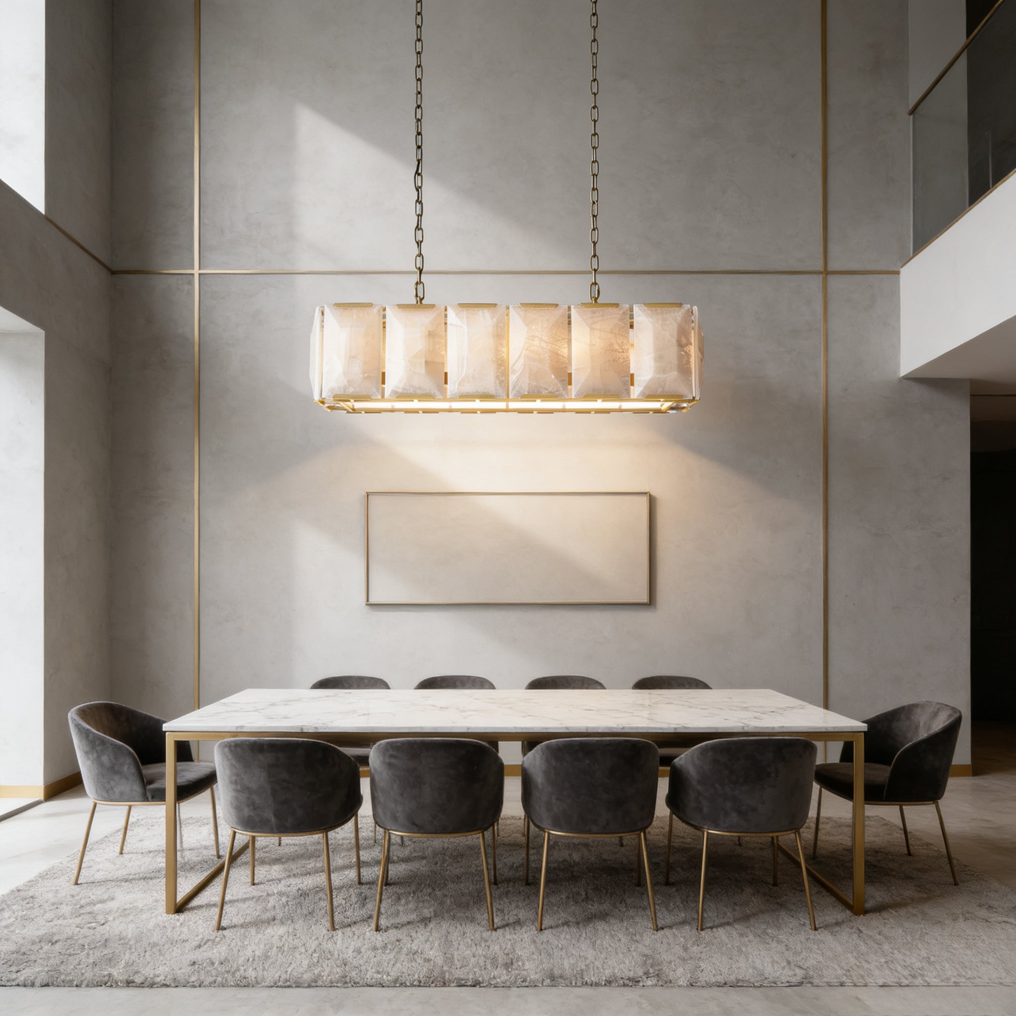 Harlowa Calcite Rectangular Chandelier