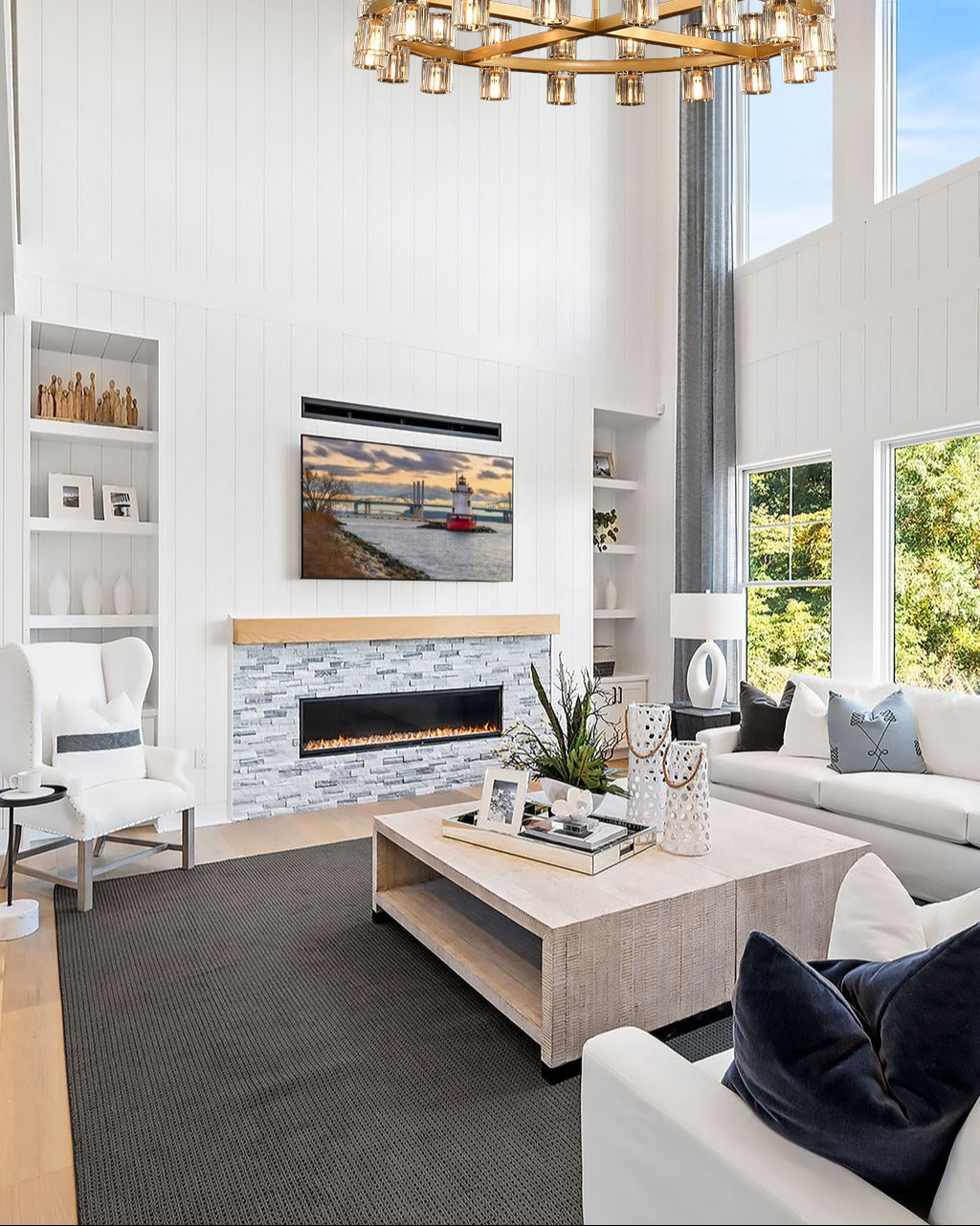 Arcachone LED Round Wagon Wheel Chandelier