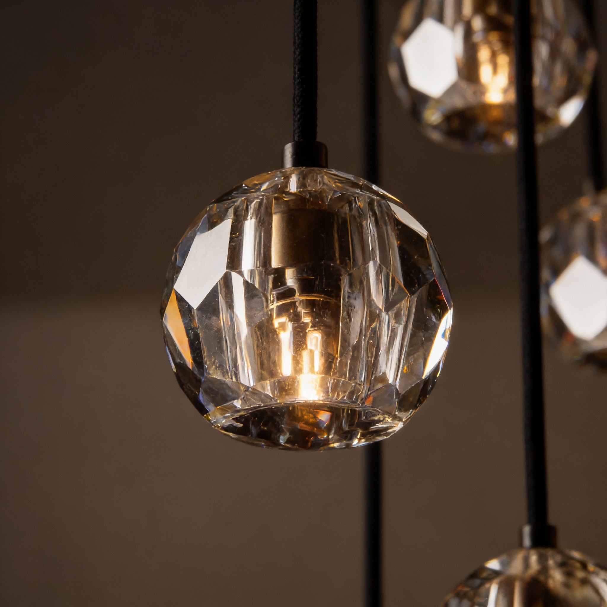 Boule dee Cristal Clear Smoke Glass Round Cluster Chandelier