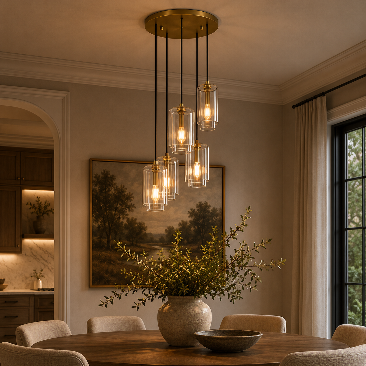 Lacourish Clear/Amber Glass Cluster Chandelier