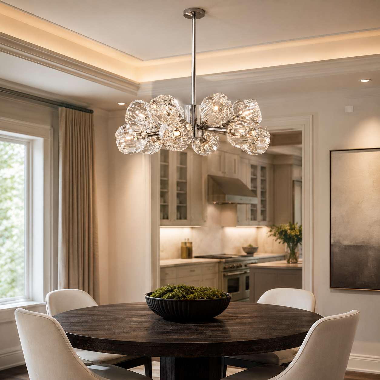 Boule Dee Cristal Clear/Smoke Glass Round Chandelier