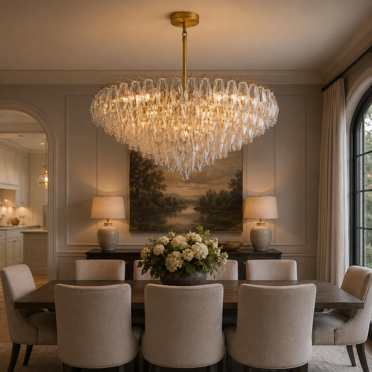 CHIARAD CLEAR GLASS TIERED ROUND CHANDELIER
