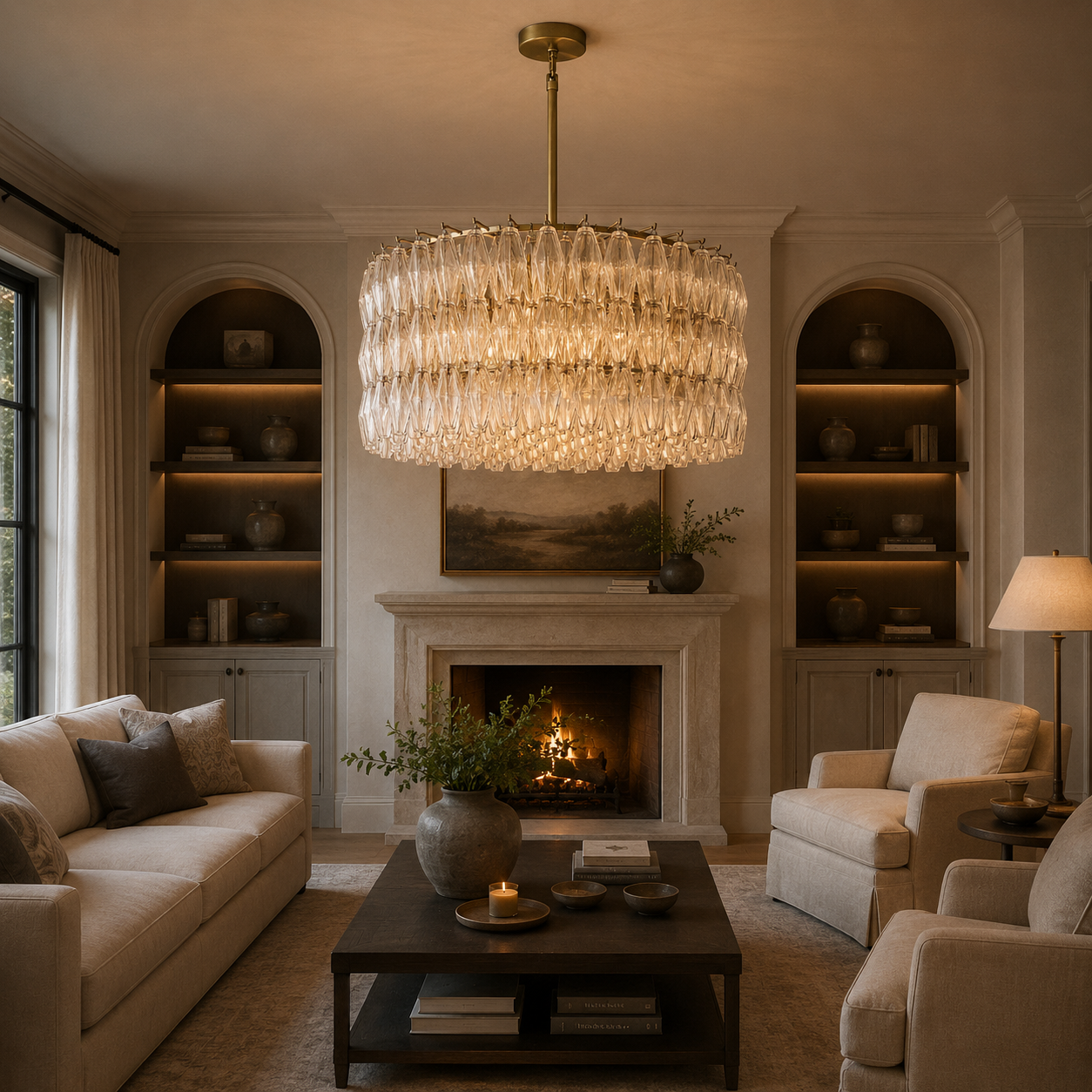 Chiarad Smoke/Clear Glass Round Chandelier