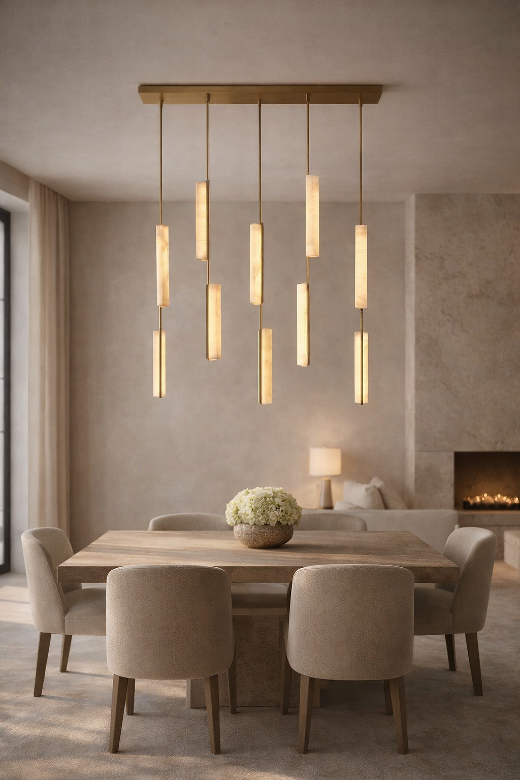 Audubond Alabaster Linear Chandelier 54"