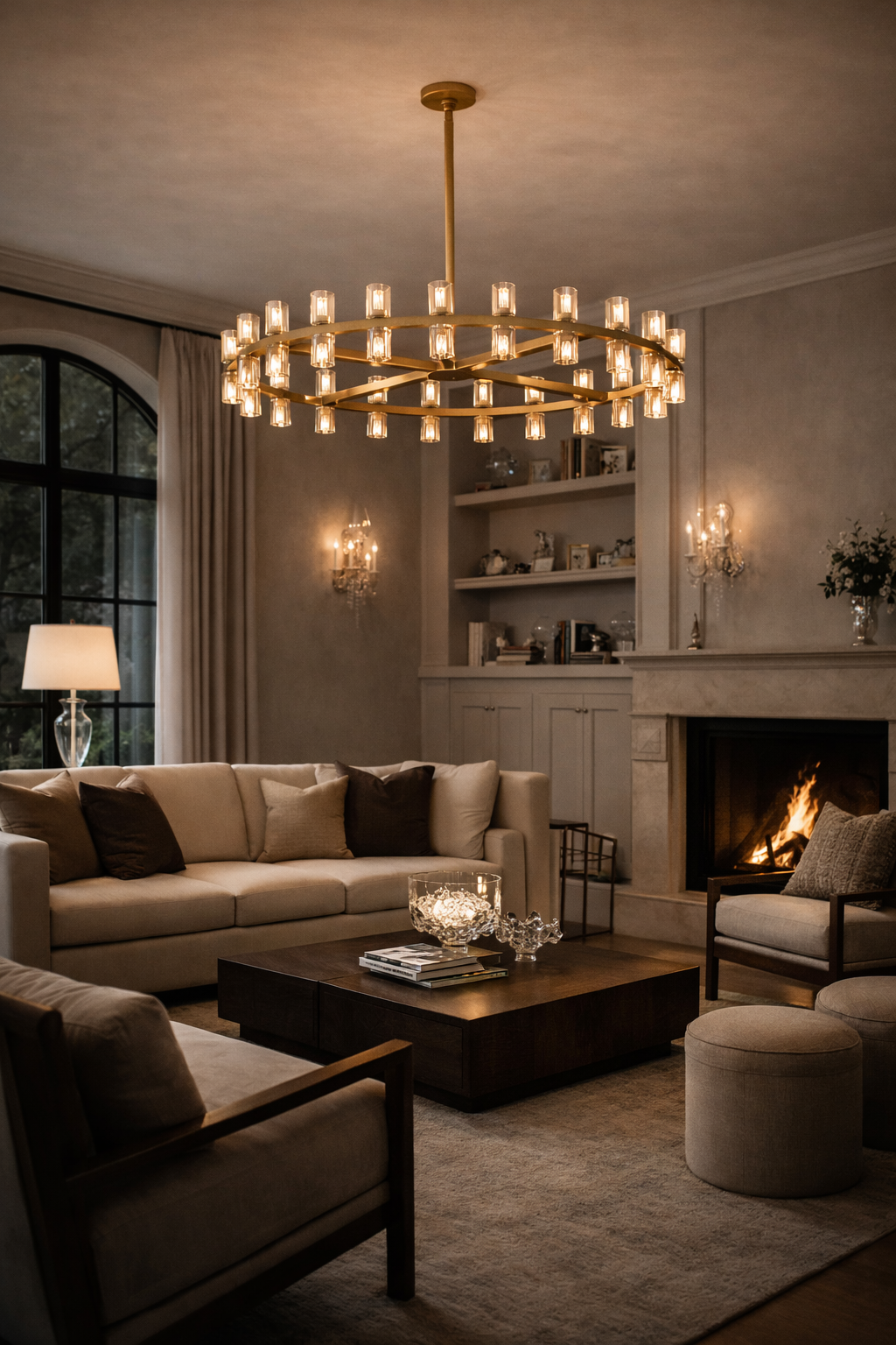 Arcachone LED Round Wagon Wheel Chandelier