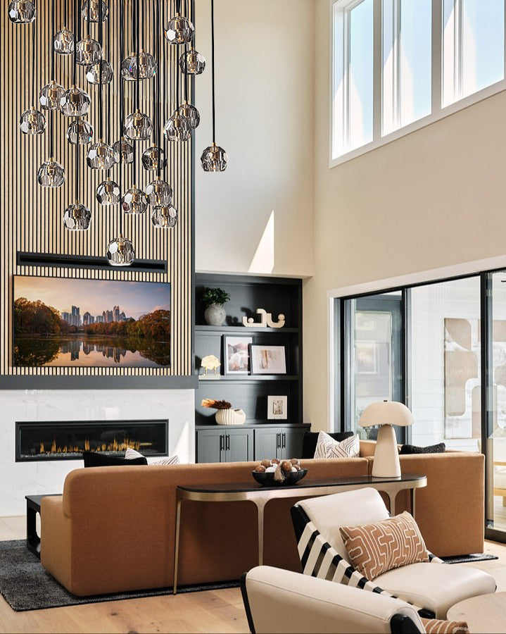 Boule dee Cristal Clear Smoke Glass Round Cluster Chandelier