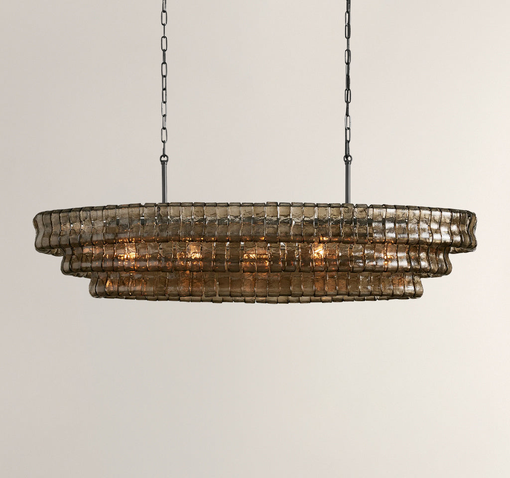 Ghiaccio Smoke Class Oval Chandelier 54"/ 65"