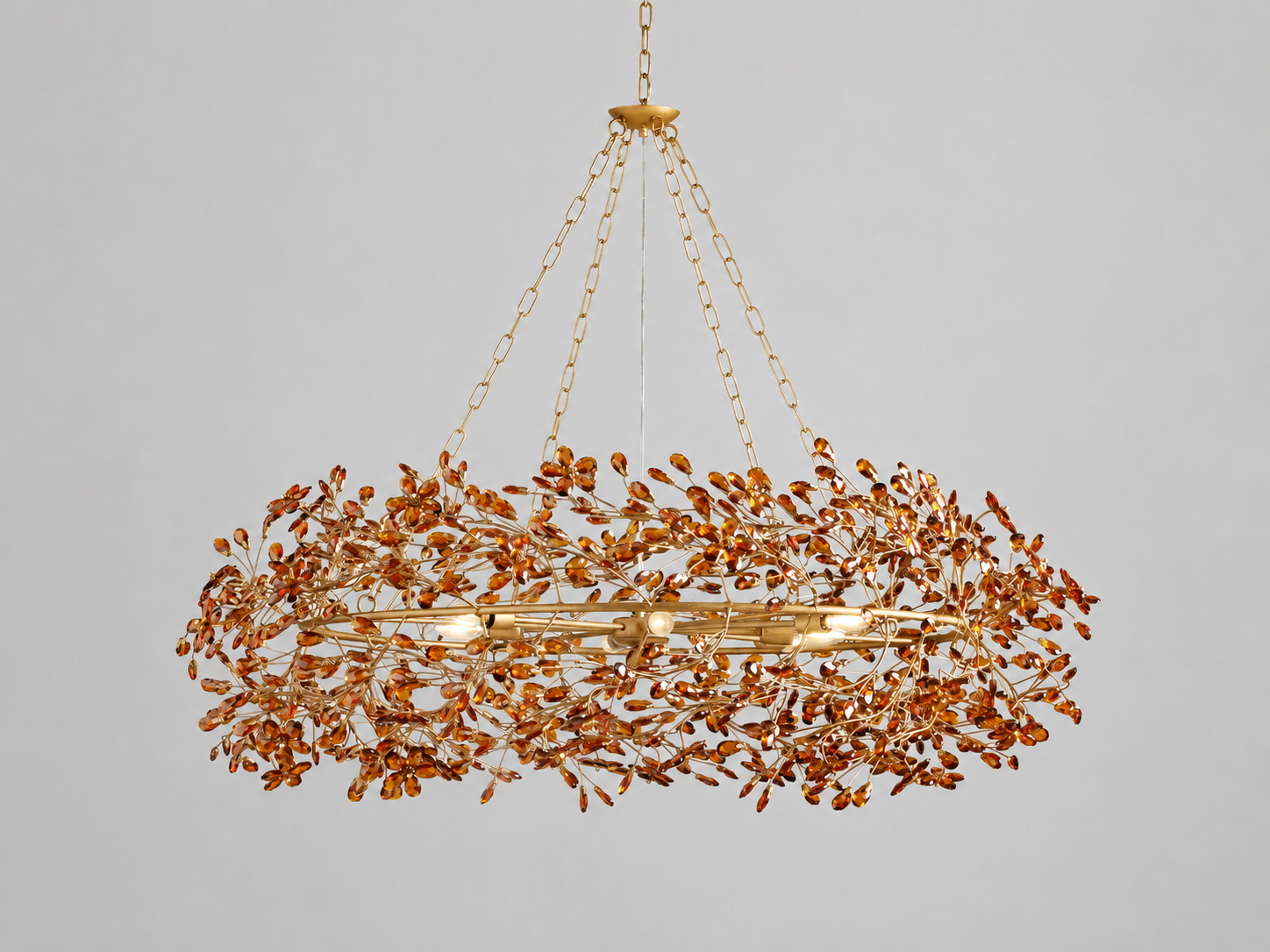 Fiore Crown Chandelier with Amber Glass