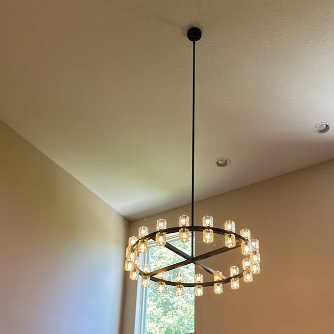 Arcachone LED Round Wagon Wheel Chandelier