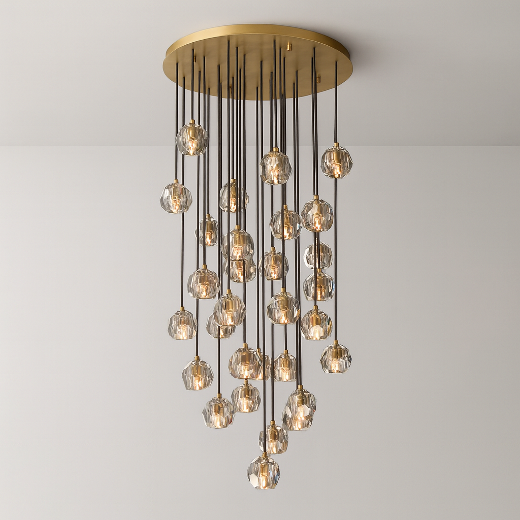 Boule do Cristal Clear Glass Round Cluster Chandelier
