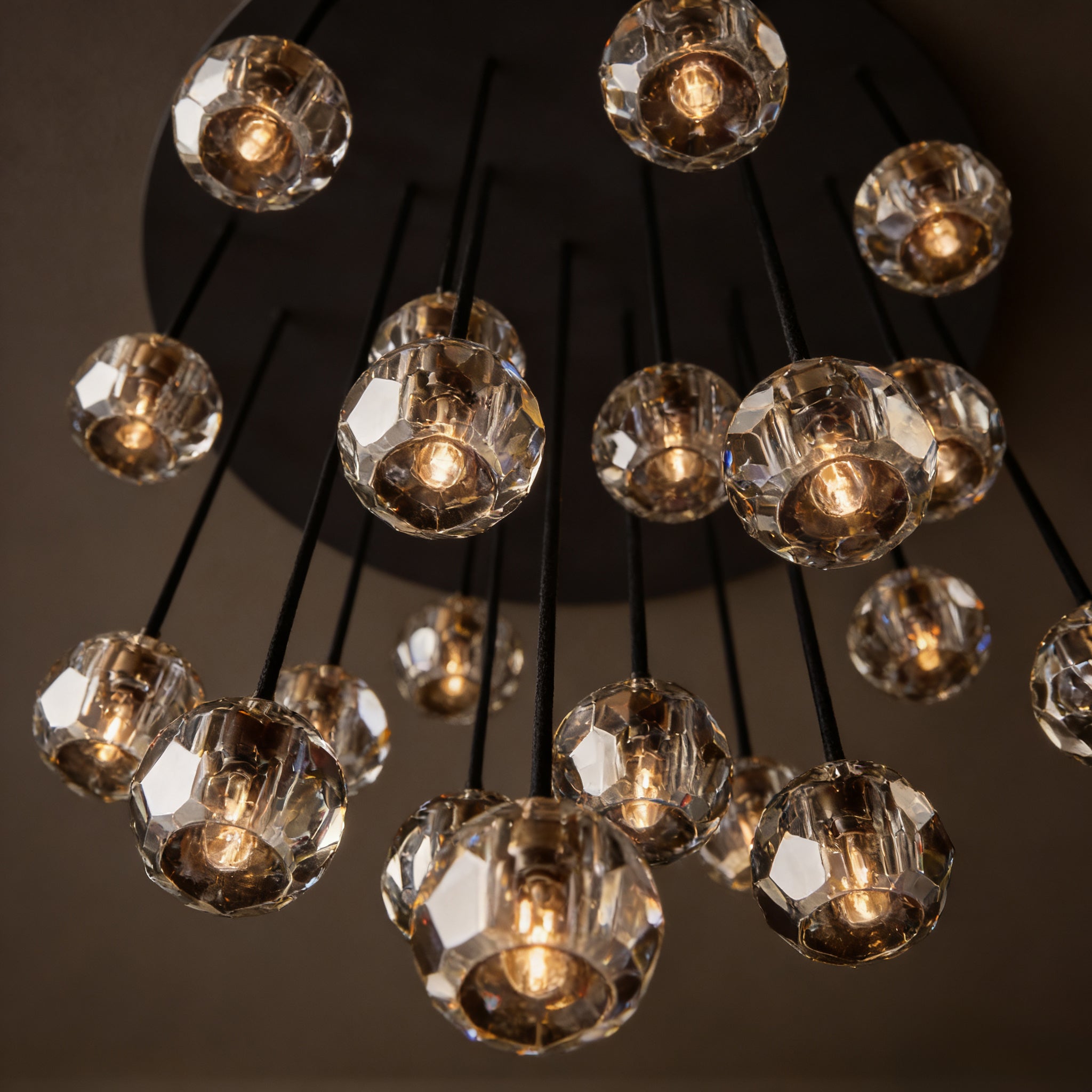 Boule dee Cristal Clear Smoke Glass Round Cluster Chandelier