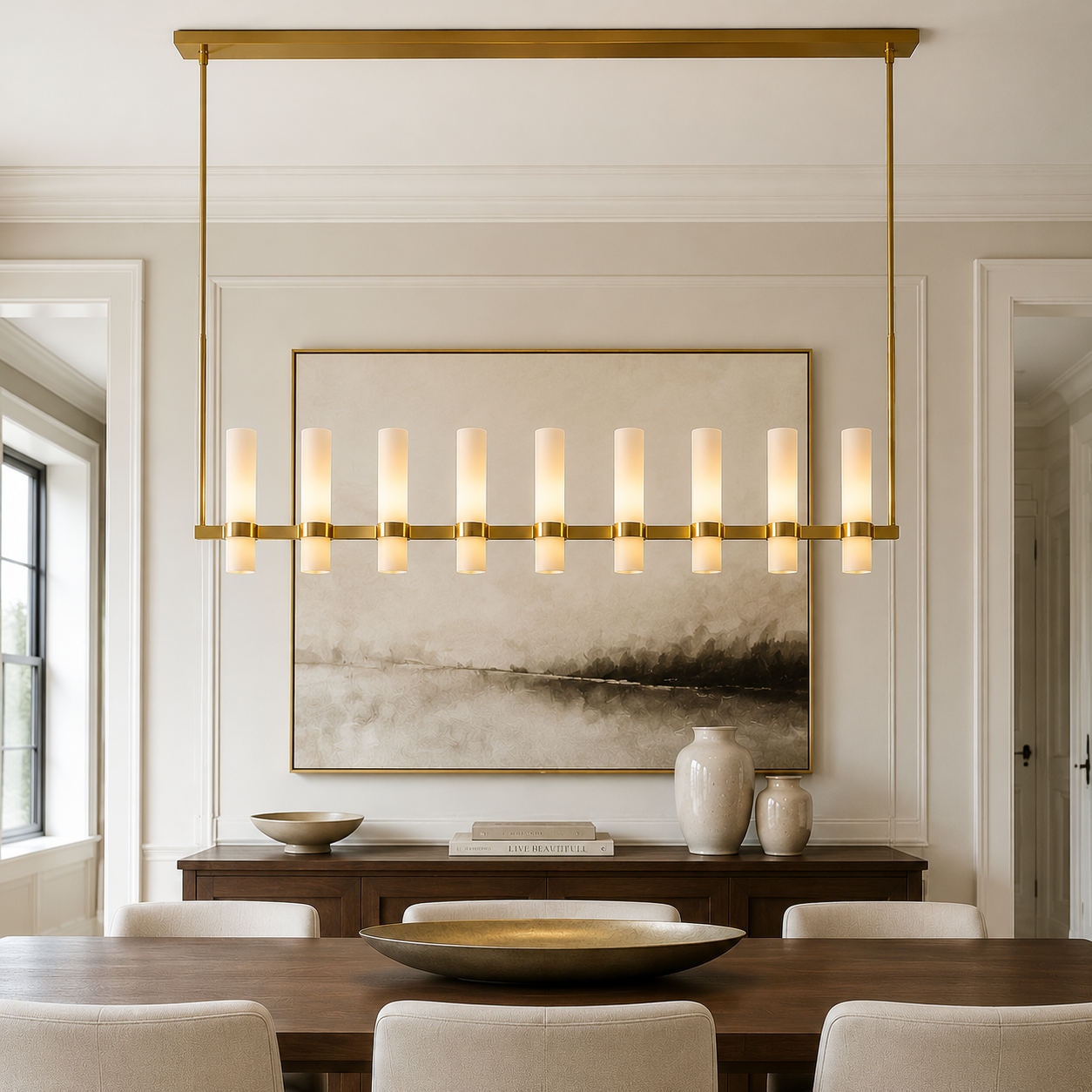 Lavellen Linear Milk Glass Chandelier