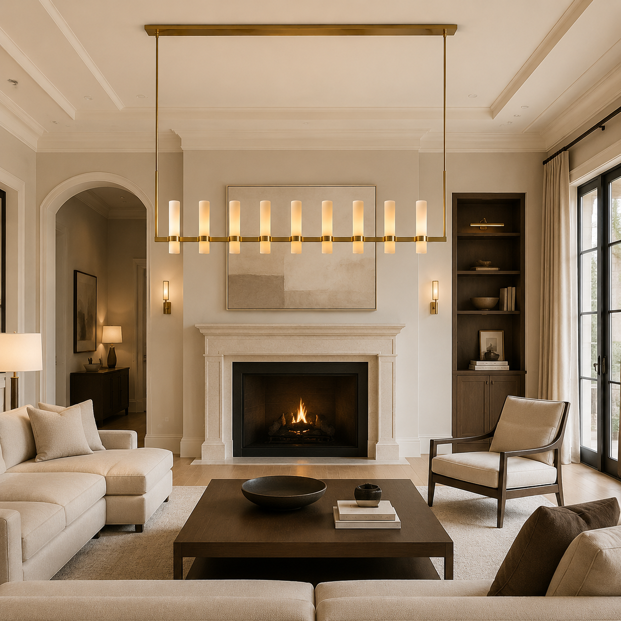 Lavellen Linear Milk Glass Chandelier