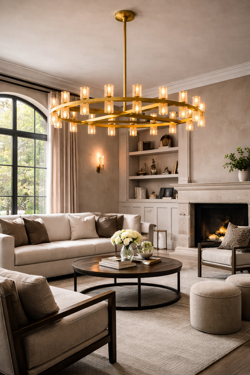 Arcachone LED Round Wagon Wheel Chandelier