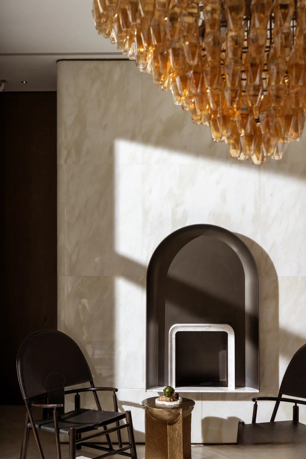 CHIARAD SMOKE GLASS TIERED ROUND CHANDELIER