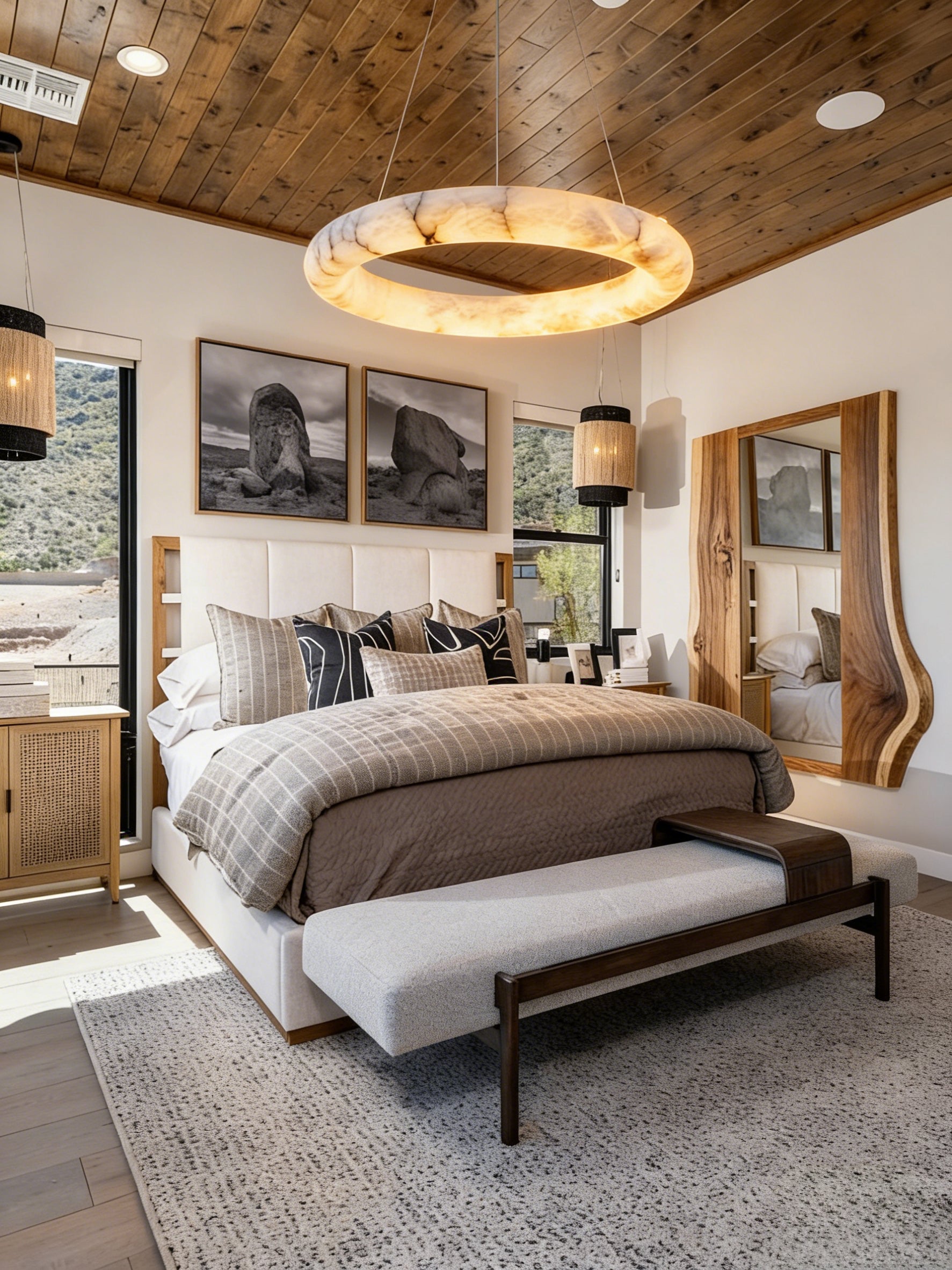 Halima Halo Round Alabaster Chandelier