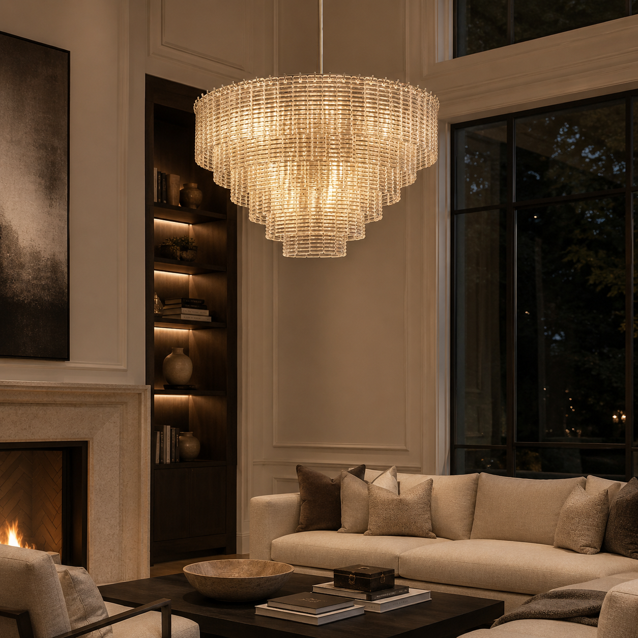 Sirenel Smoke Glass Round Chandelier