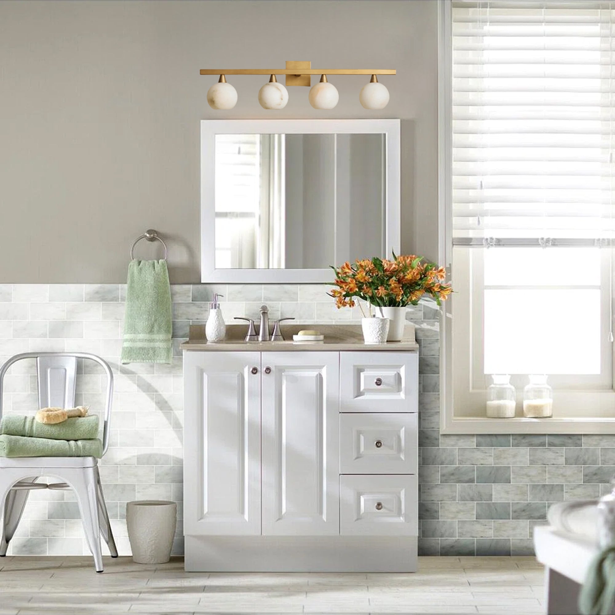 Arica 4-Light Bathroom Alabaster Sconce