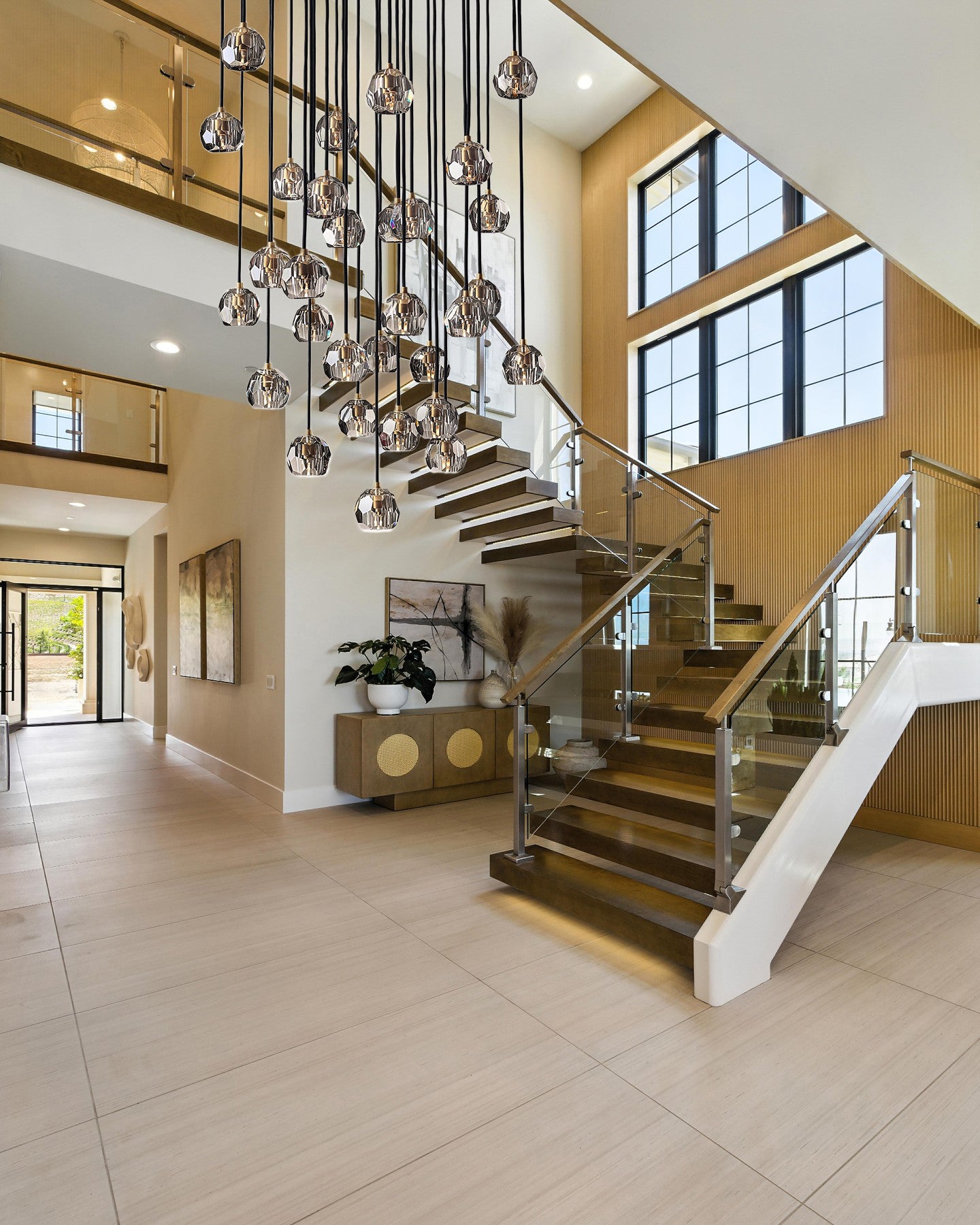 Boule dee Cristal Clear Smoke Glass Round Cluster Chandelier