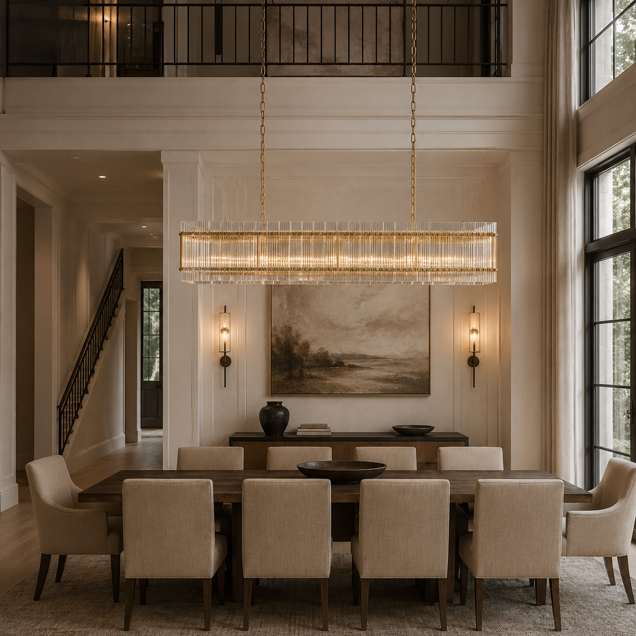 Sanish Marco Glass Linear Chandelier