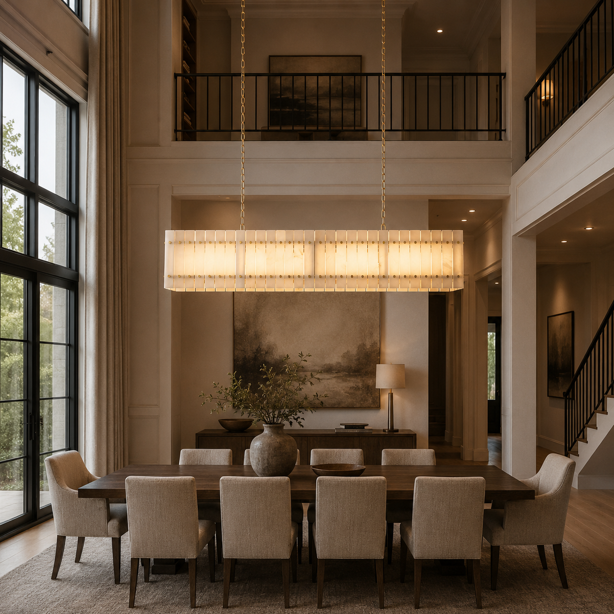 Sanish Marco Alabaster Linear Chandelier