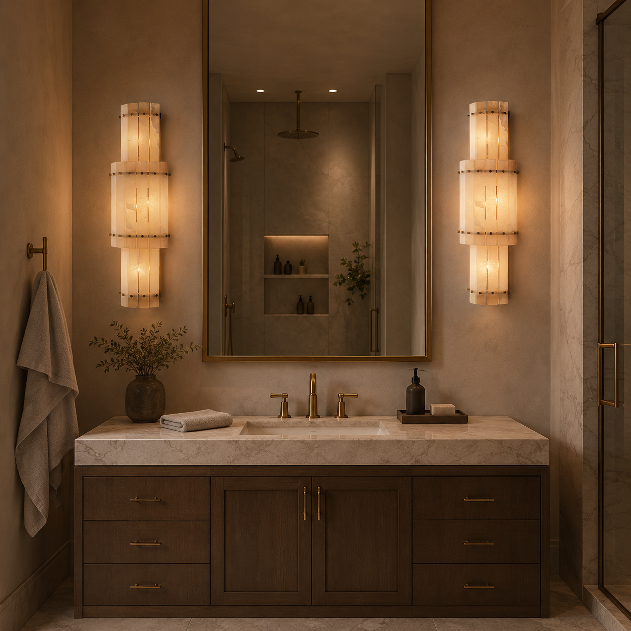 Sanish Marco Alabaster Grand Round Sconce