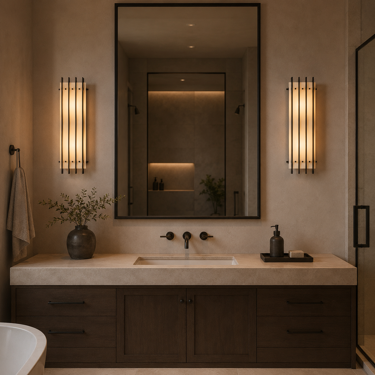Sanish Marco Alabaster Grand Rectangular Sconce