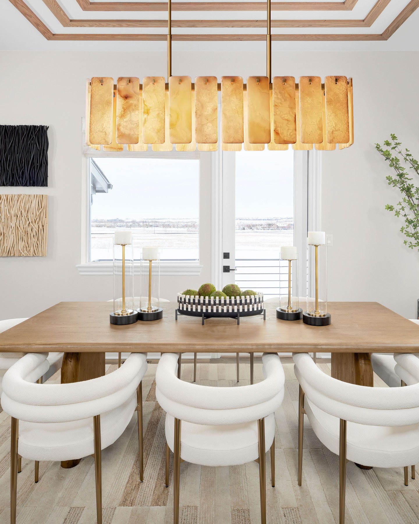 Calamettea Onyx Rectangular Chandelier, Chandelier for Dining Room